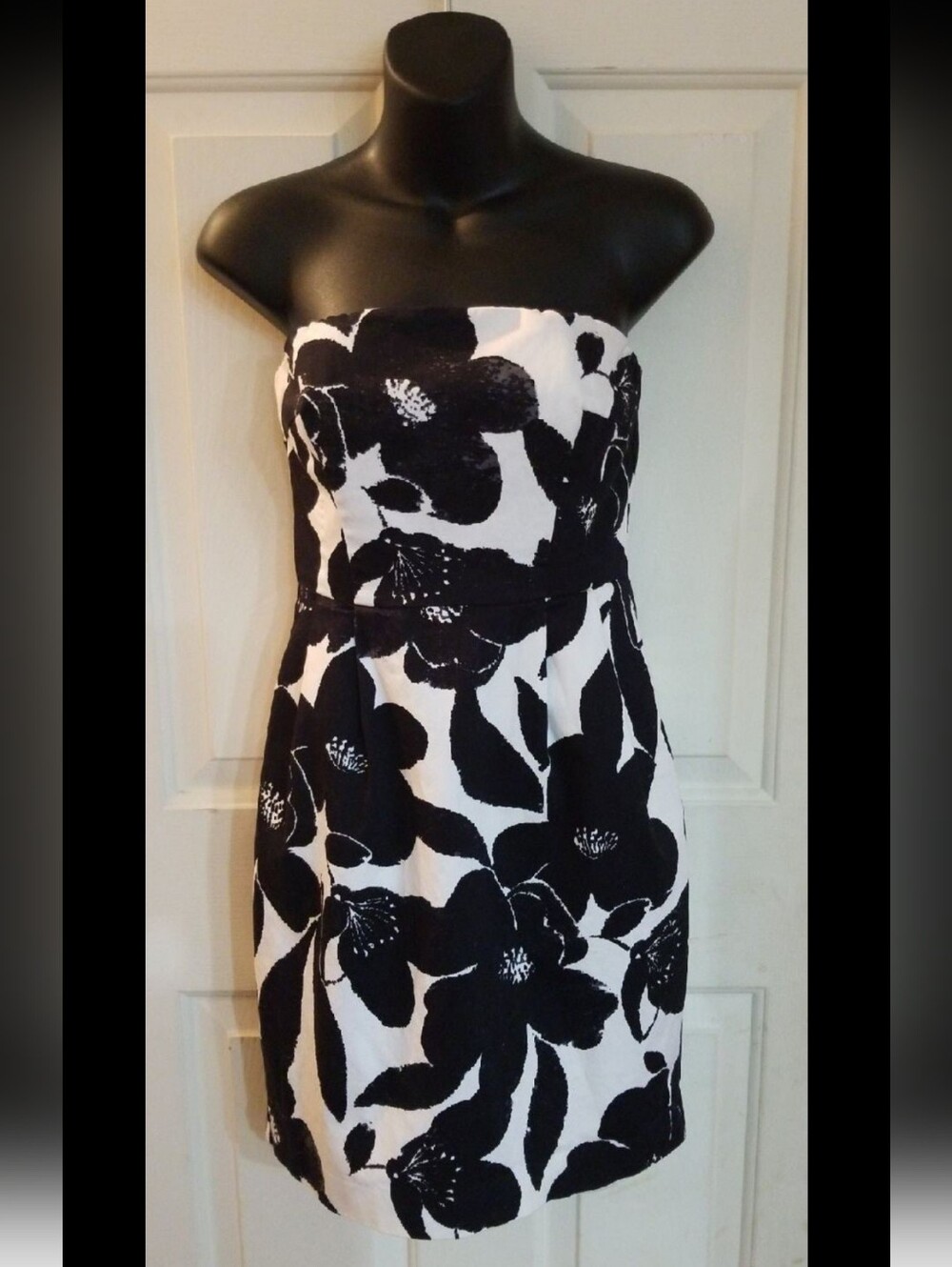 Express Strapless Black and White Floral Dress